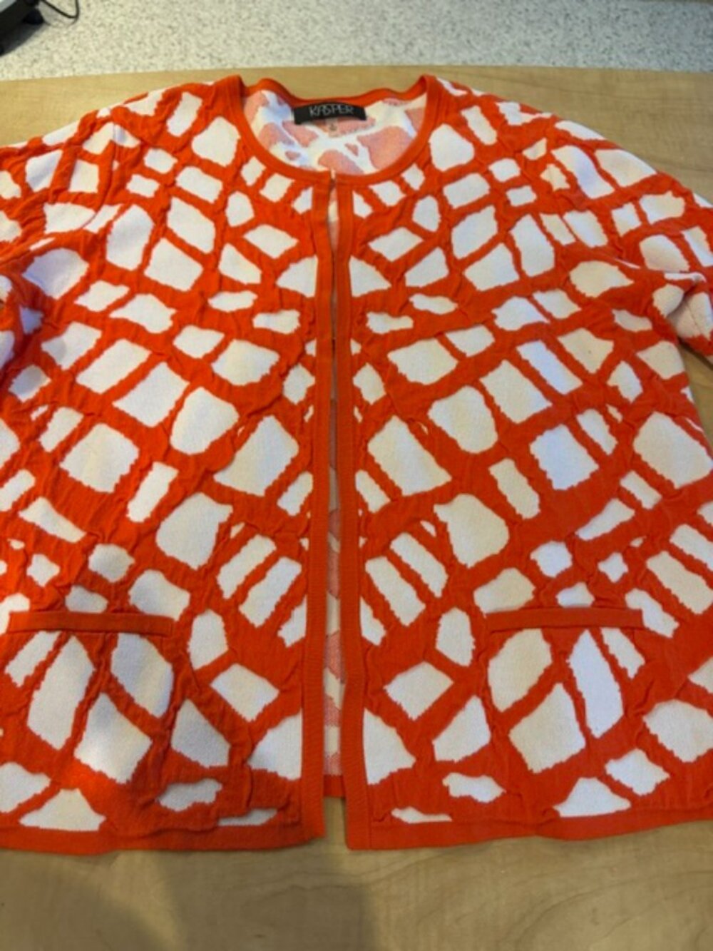 Kasper Orange and White Cardigan Size XL - Picture 4 of 11